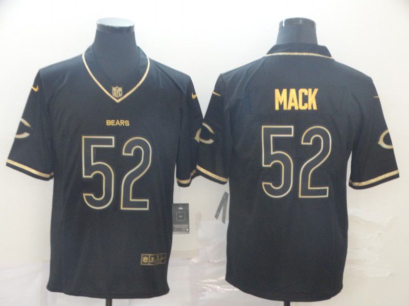 Men Chicago Bears #52 Mack Black Retro gold character Nike NFL Jerseys->new england patriots->NFL Jersey